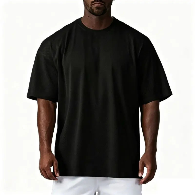 Oversized Loose Men's Casual Sport T-Shirt Gym Bodybuilding Fitness Short Sleeve Shirt Summer Mesh Quick Dry Breathable Clothing