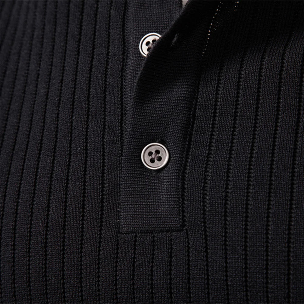 Men's Long Sleeve Button Polo Shirt