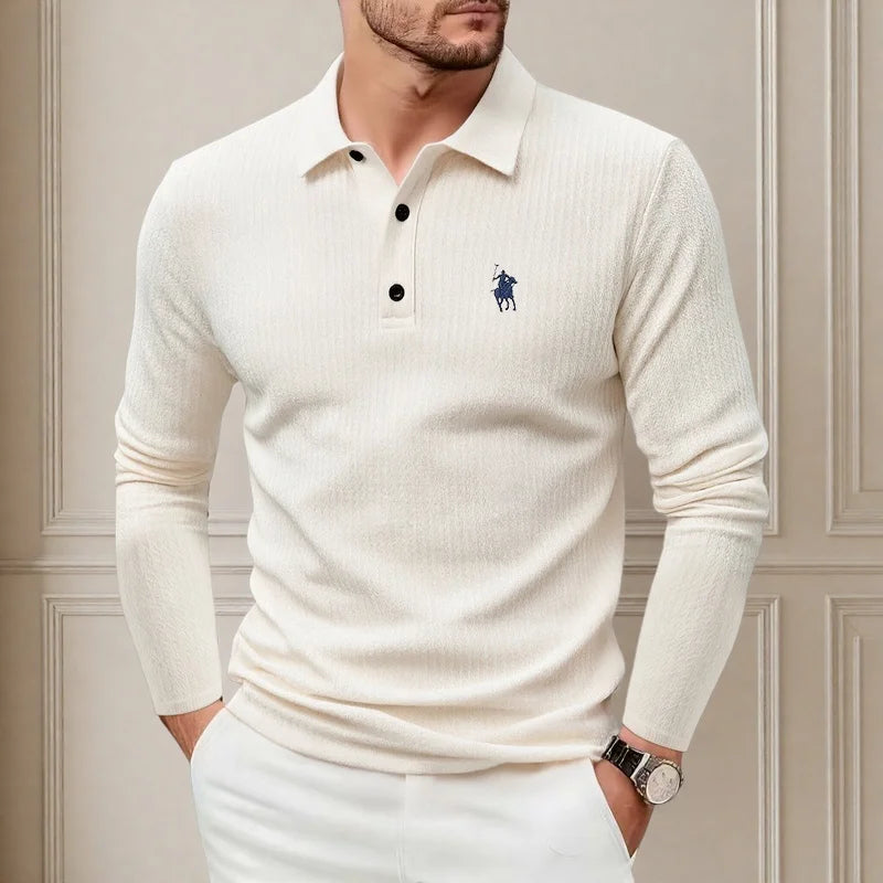 Embroidered Long-Sleeve Polo