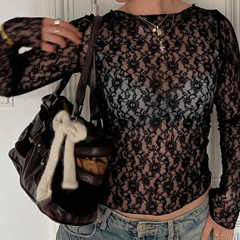 Sheer Lace Crop Top