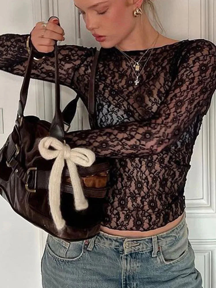 Sheer Lace Crop Top