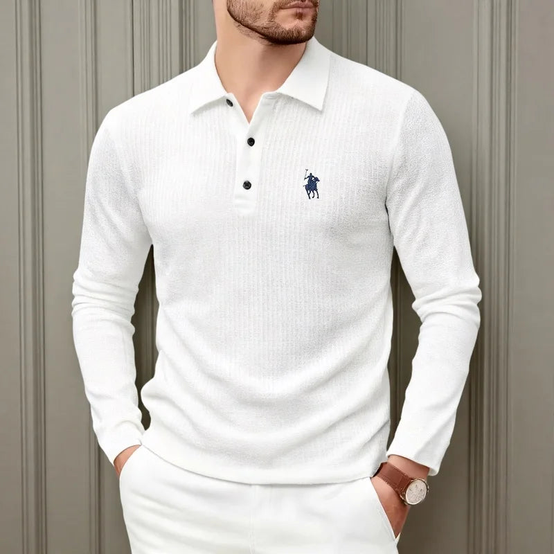 Embroidered Long-Sleeve Polo