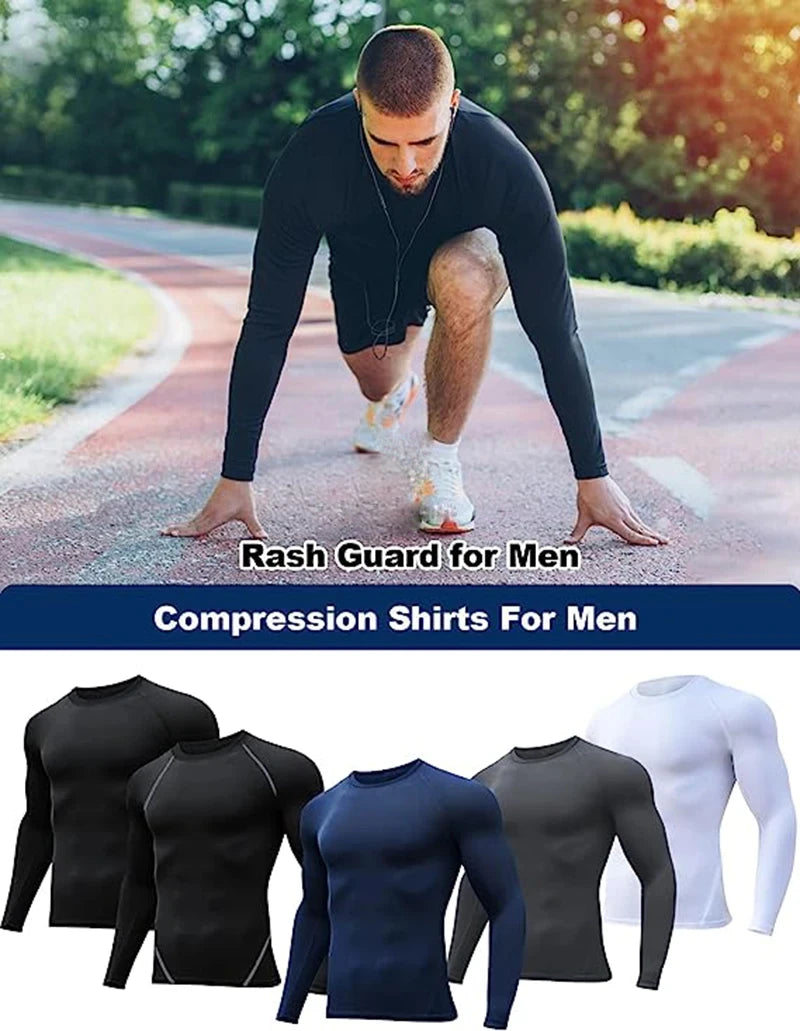 Spider Print Long Sleeve Compression Shirts for Men Gym Workout Rash Guard Undershirts Baselayers Athletic Quick Dry Tees Tops