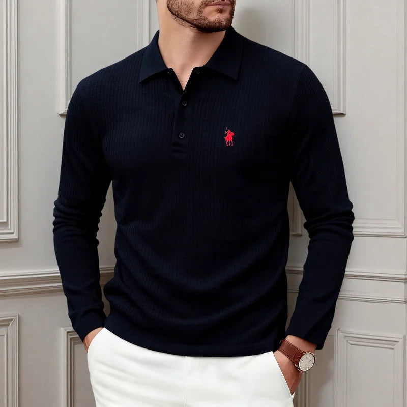 Embroidered Long-Sleeve Polo