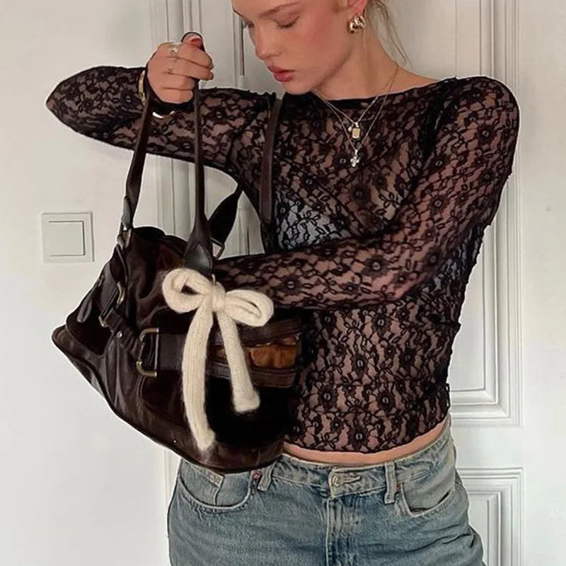 Sheer Lace Crop Top