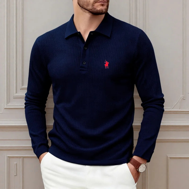 Embroidered Long-Sleeve Polo