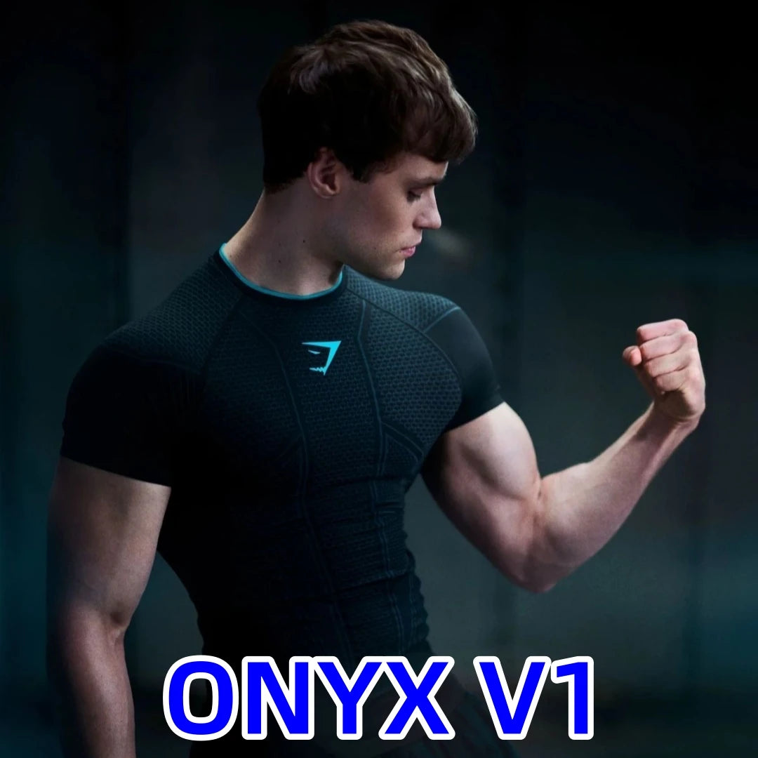 GYMSHARK ONYX V1 Men's Fitness Tight Top, GYMSHARK Fitness Running Shapewear T-shirt