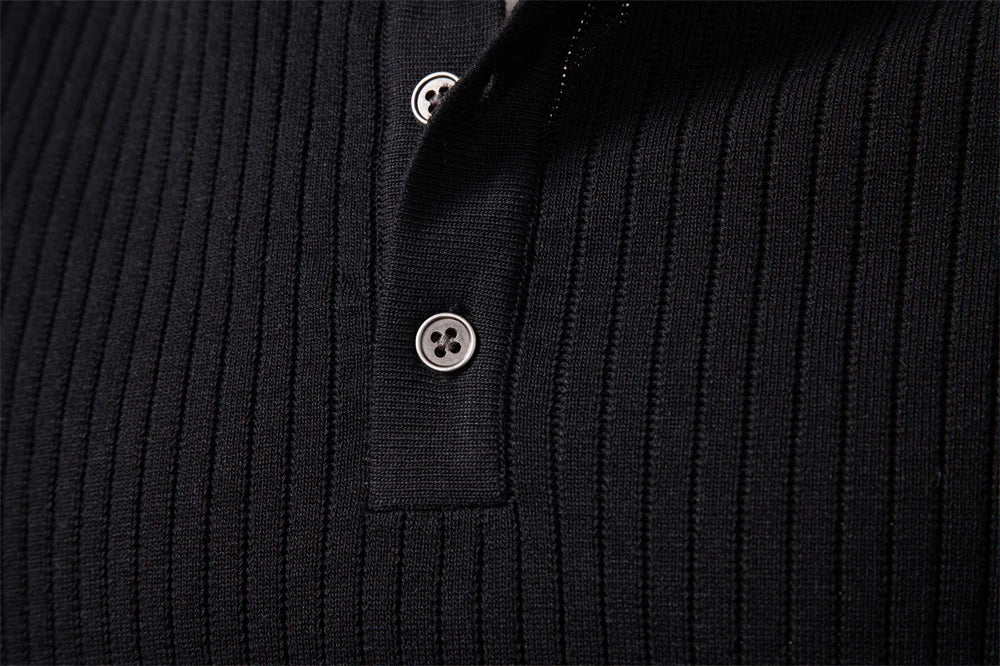 Men's Long Sleeve Button Polo Shirt