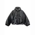 American Retro Short Hooded Jackets for  Men Autumn Winter Fashion High Street Loose PU Leather Jacket Motorcycle Jacket