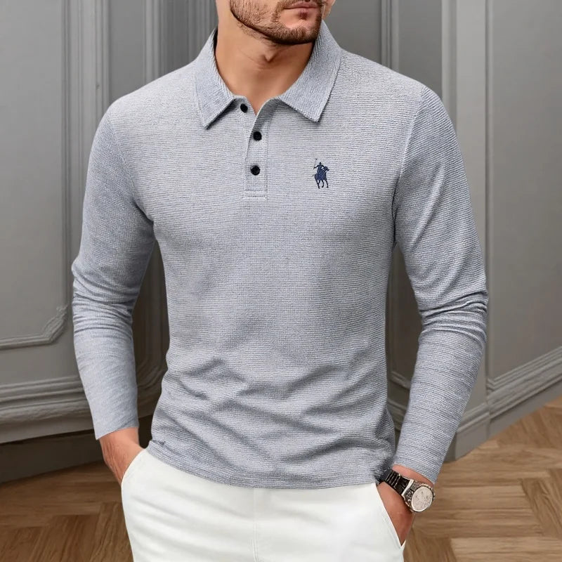 Embroidered Long-Sleeve Polo