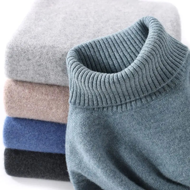 High-Neck Men's Pure Cashmere Sweater