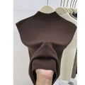 Knitted T-shirts Solid Half High Collar Sleeveless Spring Summer T Shirt For Women Fashion Basics Ropa De Mujer