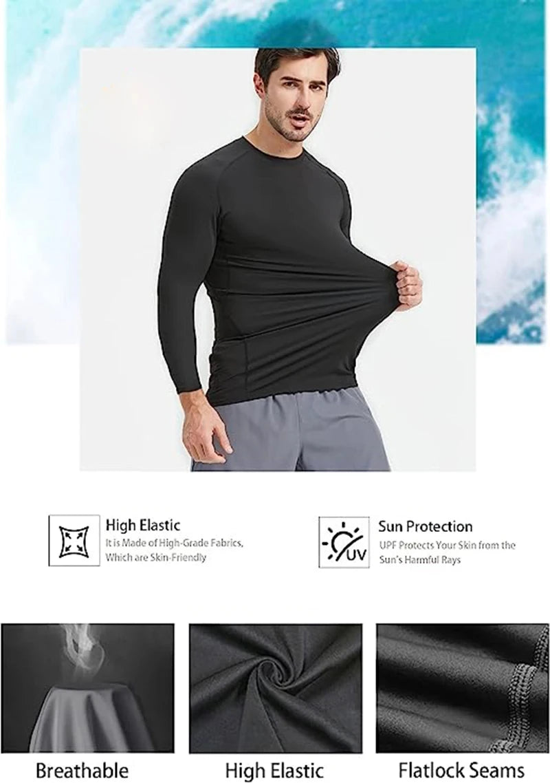 Spider Print Long Sleeve Compression Shirts for Men Gym Workout Rash Guard Undershirts Baselayers Athletic Quick Dry Tees Tops